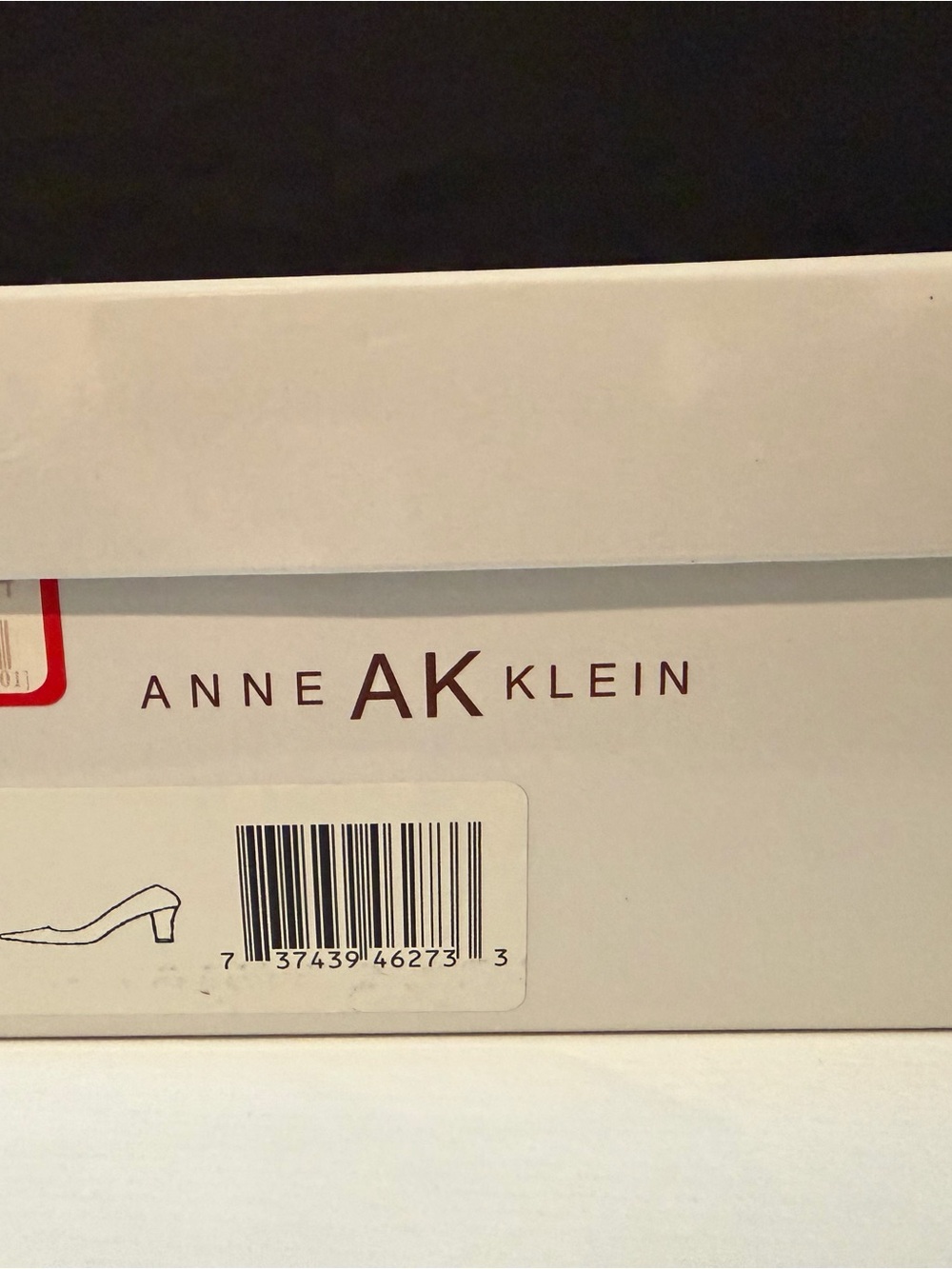 Anne Klein shoe box showing barcode and branding